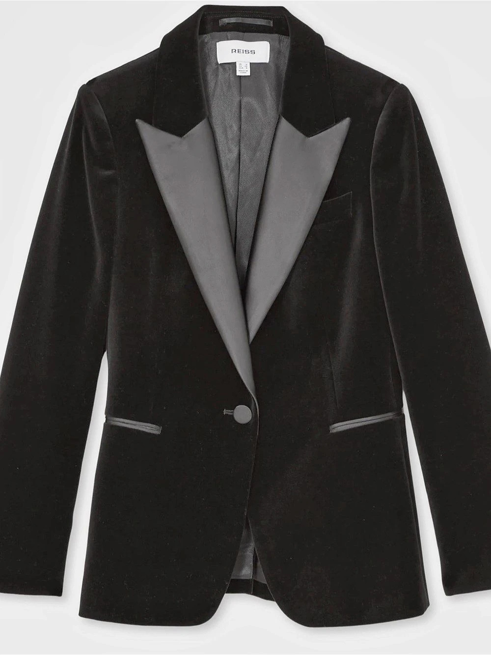 REISS  Women's Velvet Tuxedo Blazer in Black Like New